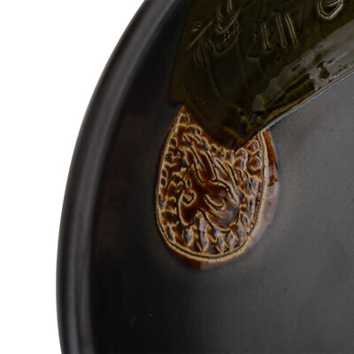 vidaXL Benkeservant svart rund Φ41x14 cm keramikk