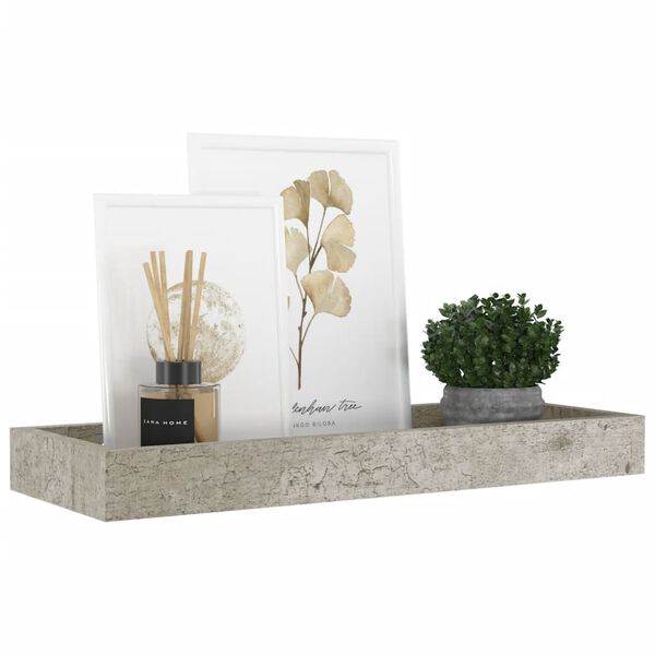 vidaXL Loggia-vegghyller 4 stk betonggr&aring; 40x15x4 cm MDF
