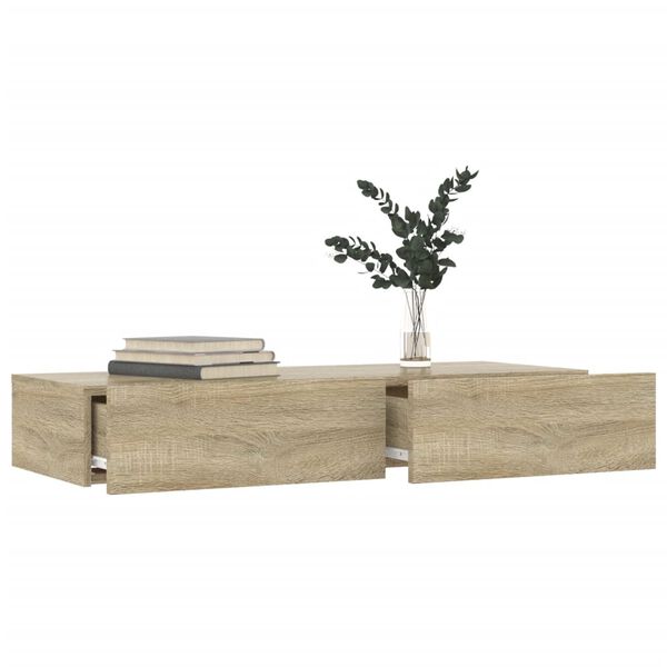 vidaXL TV-benk med LED-lys sonoma eik 90x35x15,5 cm