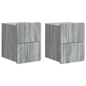 vidaXL Vegghengt Nattbord med skuff 2 pcs Gr&aring; sonoma 33 x 34,5 x 43 cm