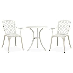 vidaXL Bistrosett 3 deler st&oslash;pt aluminium hvit