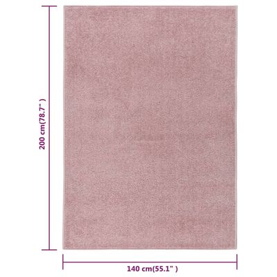 vidaXL Teppe med kort luv 140x200 cm rosa