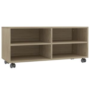 vidaXL TV-benk med hjul sonoma eik 90x35x35 cm konstruert tre