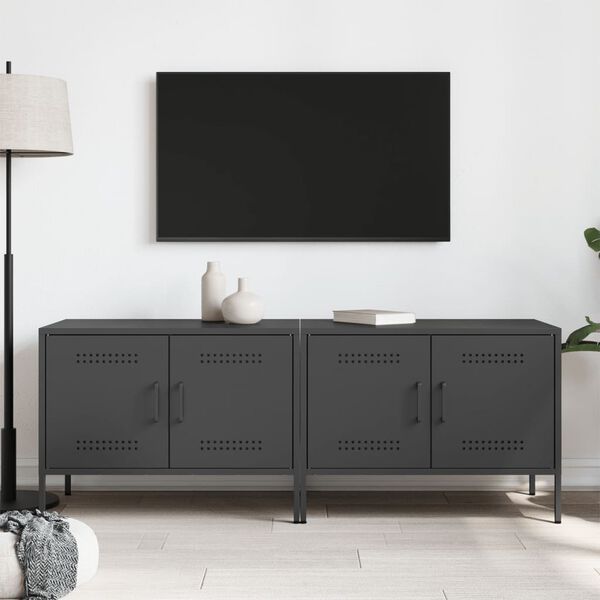 vidaXL TV-benker 2 stk svart 68x39x50,5 cm stål