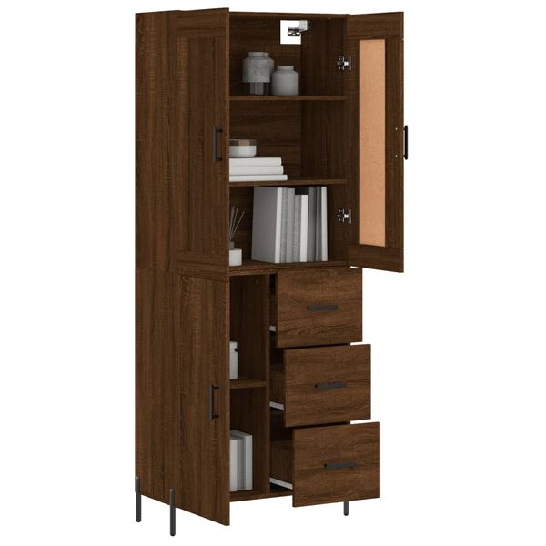 vidaXL Highboard brun eik 69,5x34x180 cm konstruert tre