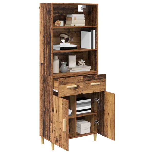 vidaXL H&oslash;yskap med skuff Gamle tre 69,5 x 32,5 x 180 cm Konstruert tre