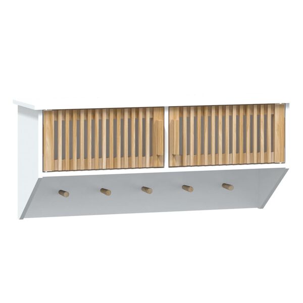 vidaXL Veggarderobe med kroker hvit 80x24x35,5 cm konstruert tre