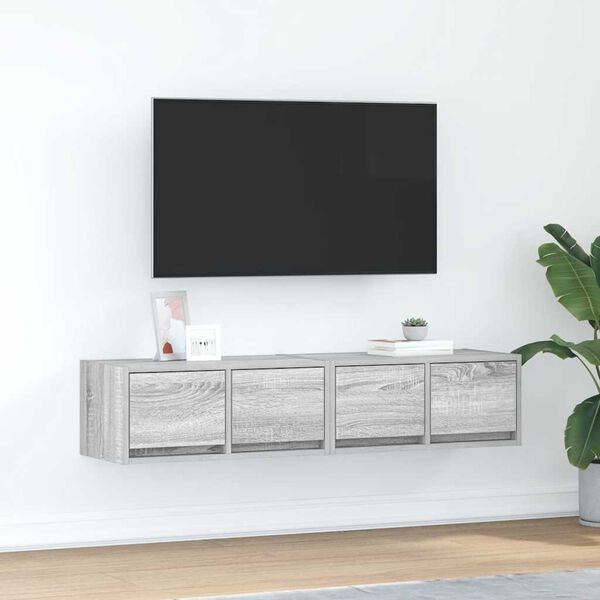 vidaXL TV-benker 2 stk grå sonoma 60x31x25,5 cm konstruert tre