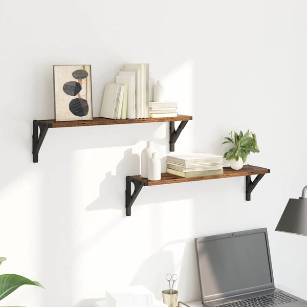 vidaXL Vegghyller 2 pcs Gamle tre 60 x 15 x 15,5 cm Konstruert tre