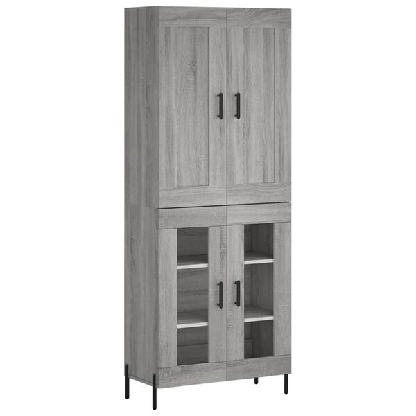 vidaXL Highboard grå sonoma 69,5x34x180 cm konstruert tre