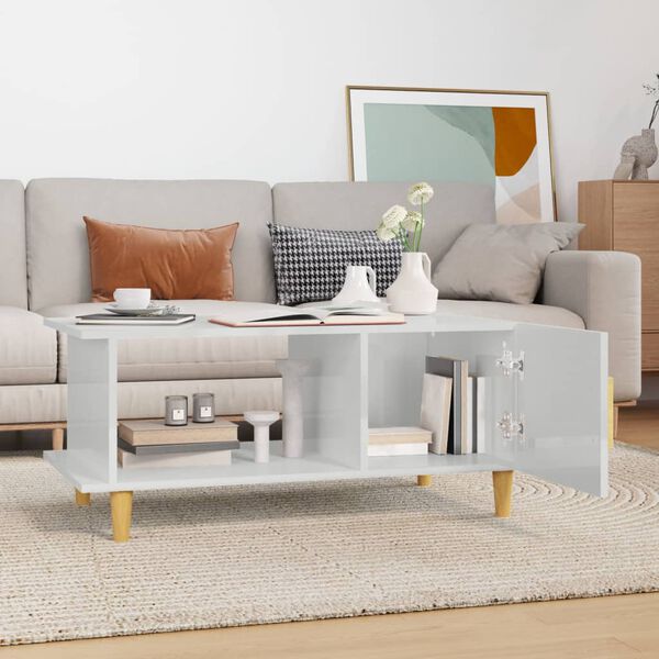 vidaXL Salongbord høyglans hvit 90x50x40 cm konstruert tre