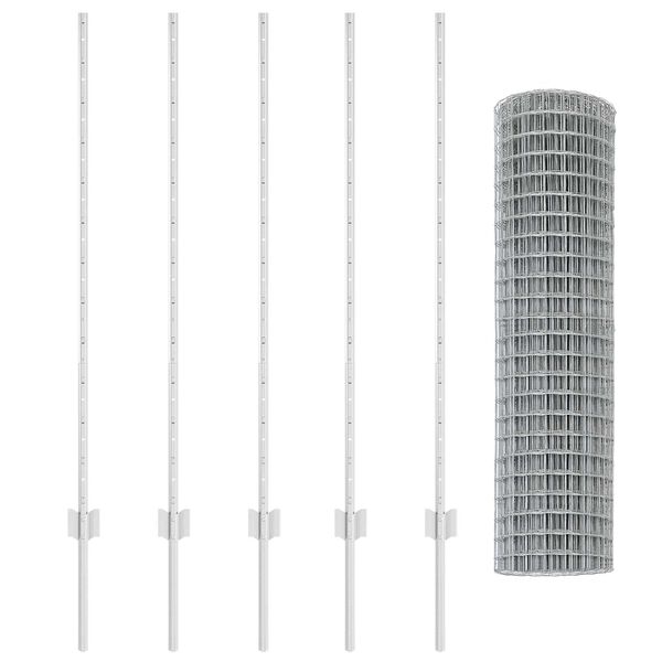 vidaXL Gjerde med stolpe s&oslash;lv 1,2 x 10 m St&aring;l