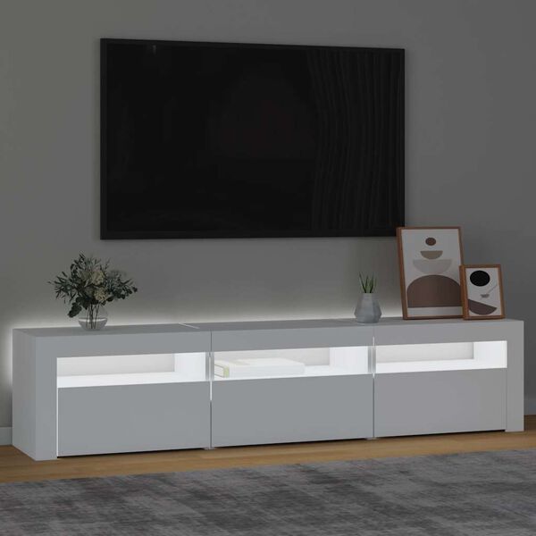 vidaXL TV-benk med LED-lys hvit 180x35x40 cm