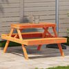 vidaXL Piknikbord voksbrun 105x134x75 cm heltre furu