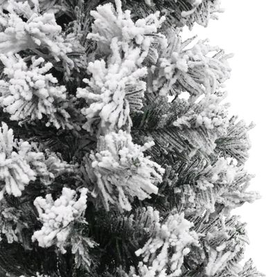 vidaXL Slankt kunstig juletre med flokket snø grønn 240 cm PVC