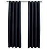 vidaXL Lystette gardiner med metallringer 2 stk svart 140x225 cm
