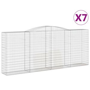 vidaXL Gabionkurver buede 7 stk 400x50x160/180 cm galvanisert jern