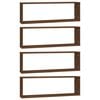 vidaXL Vegghyller kube 4 stk brun eik 80x15x26,5 cm konstruert tre