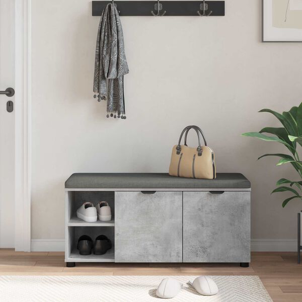 vidaXL Gangbenk med pute Ensfarget Betonggr&aring; 100 x 38 x 46 cm