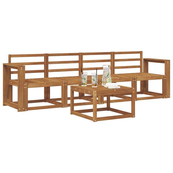 vidaXL Utend&oslash;rs sofa-sett 5 pcs Naturlig Solid akasietre