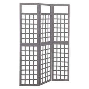 vidaXL Romdeler/espalier 3 paneler heltre gran gr&aring; 121x180 cm