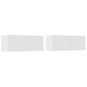 vidaXL TV-benker 2 stk hvit 80x30x30 cm konstruert tre