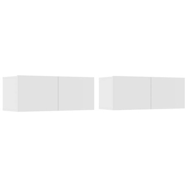 vidaXL TV-benker 2 stk hvit 80x30x30 cm konstruert tre