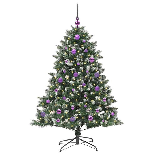 vidaXL Kunstig juletre med 150 LED gr&oslash;nn 150 cm PVC og plast og st&aring;l