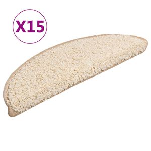 vidaXL Trappematter 15 stk 56x17x3 cm kremfargede halvrund