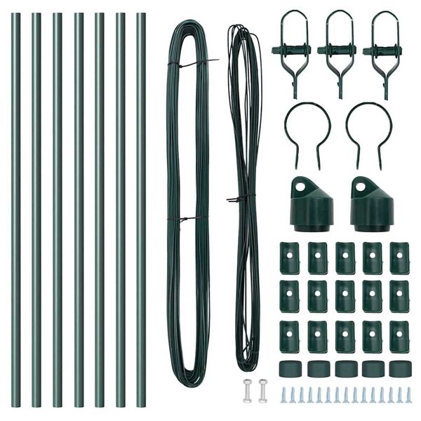 vidaXL Gjerdepunkter 7 pcs grønn Ø32mm 80 cm Galvanisert stål
