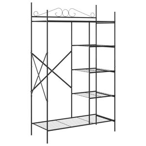 vidaXL &Aring;pen Garderobe med hylle Svart 104,5 x 45 x 172 cm St&aring;l
