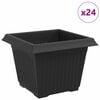 vidaXL Firkantet Blomsterpotte 24 stk. Svart 23 x 23 x 17,5 cm Plast