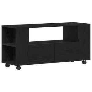vidaXL TV-benk med hjul svart eik 102x34,5x43 cm konstruert tre