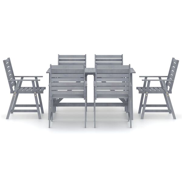 vidaXL Hagespisestue 7 deler gr&aring; heltre akasie