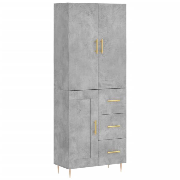 vidaXL Highboard betonggr&aring; 69,5x34x180 cm konstruert tre