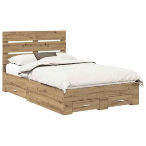 vidaXL Sengestamme med skuff Artisan Eik 120 x 190 cm Konstruert tre