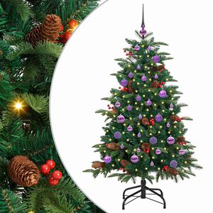 vidaXL Kunstig juletre med 150 LED gr&oslash;nn 150 cm PVC og Metall og Plast
