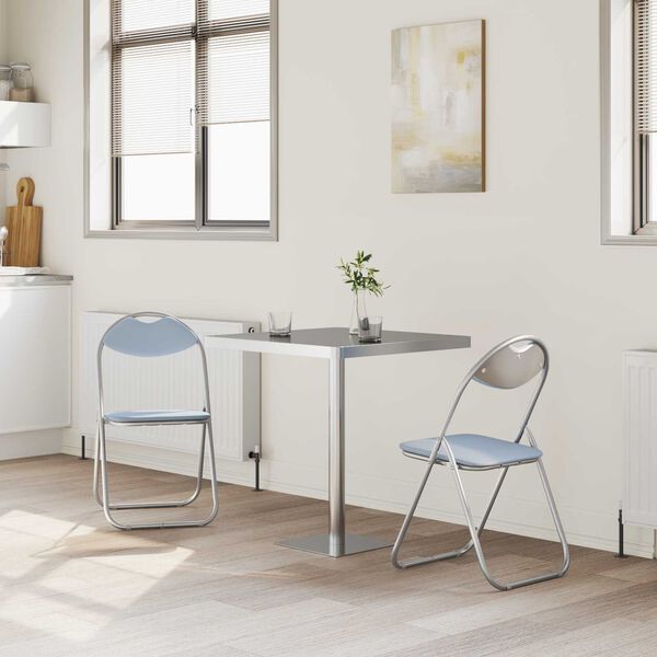 vidaXL Sammenleggbart stol 2 pcs Gr&aring; 48 x 43,5 x 81 cm Kunstl&aelig;r