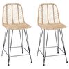 vidaXL Barstol 2 pcs Naturlig 44,5 x 54,5 x 97,5 cm Rattan og Jern