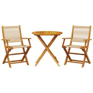 vidaXL Bistrosett 3 deler beige polypropylen og heltre