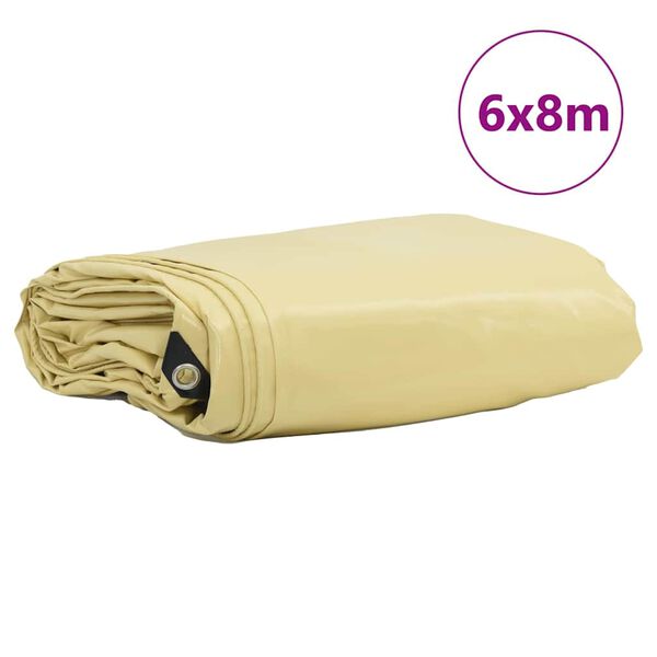 vidaXL Presenning 650g / m² Beige 6 x 8 m Lerret med PVC-belegg