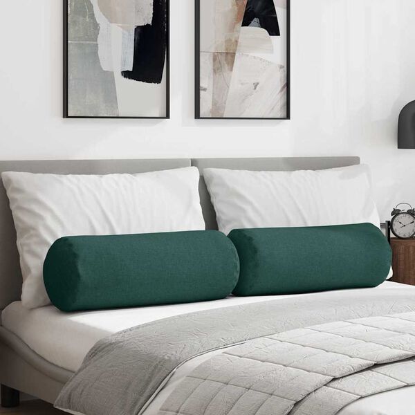 vidaXL Bolster puter 2 pcs Mørkegrønn Ø 25 x 70 cm stoff