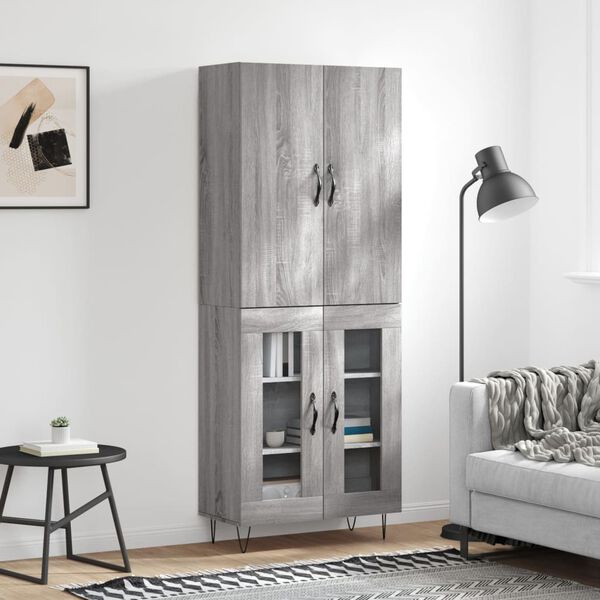 vidaXL Highboard gr&aring; sonoma 69,5x34x180 cm konstruert tre