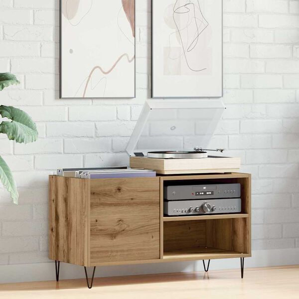 vidaXL Plateskap artisan eik 84,5x38x48 cm konstruert tre