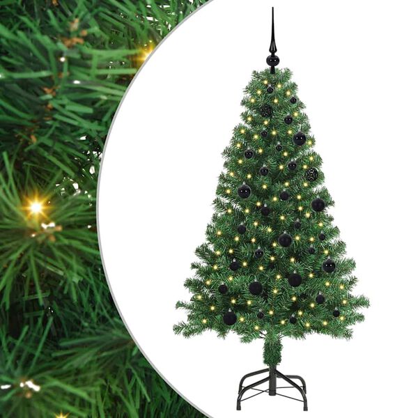 vidaXL Kunstig juletre med 150 LED gr&oslash;nn 150 cm PVC og St&aring;l og Plast