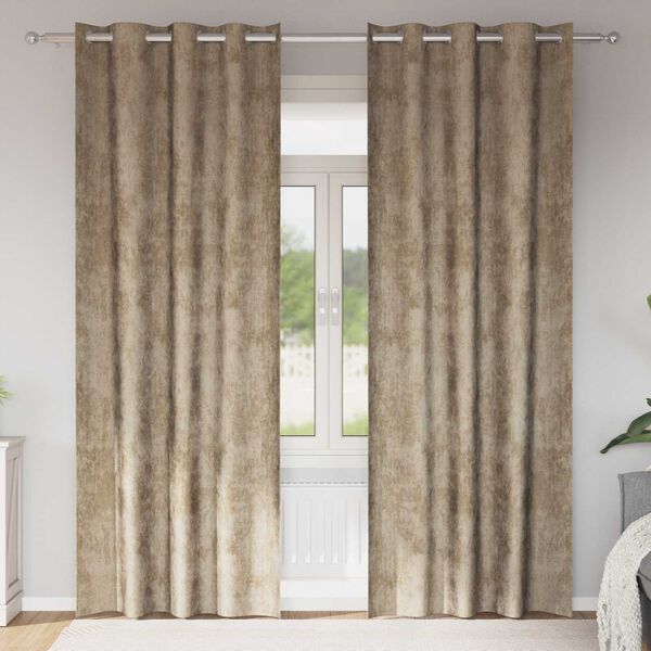 vidaXL Fløyel Gardiner 2 pcs champagne 245 x 140 cm Fløyel