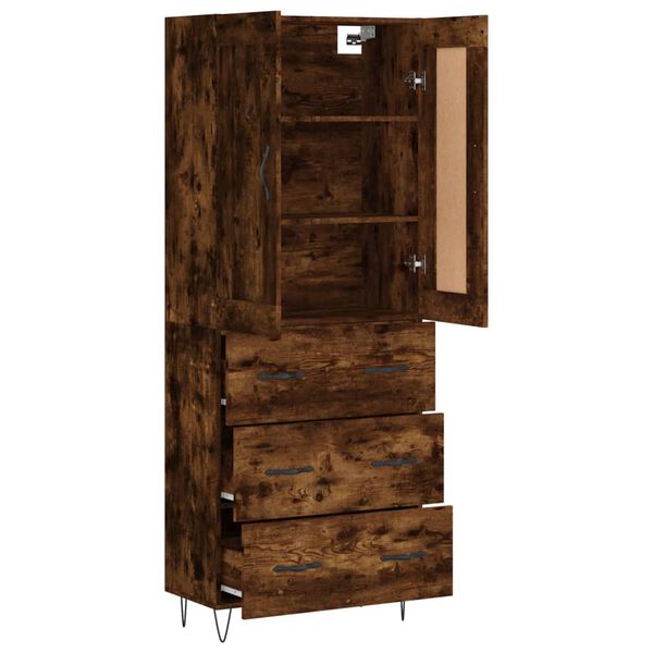 vidaXL Highboard røkt eik 69,5x34x180 cm konstruert tre