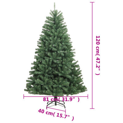 vidaXL Kunstig hengslet juletre med stativ grønn 120 cm