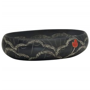 vidaXL Benkeservant svart oval 59x40x15 cm keramikk