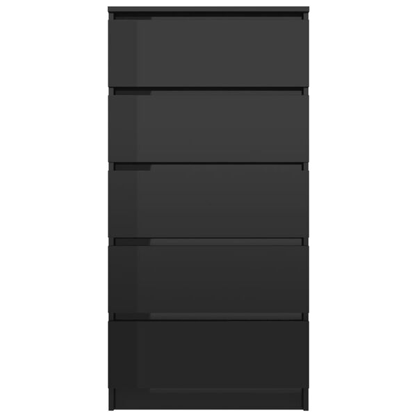 vidaXL Skjenk med skuffer høyglans svart 60x35x121 cm konstruert tre